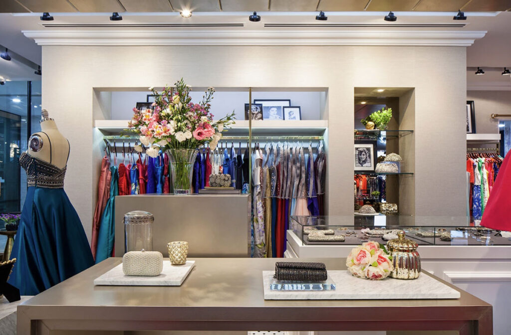 clothing store lighting setup highlighting featured products