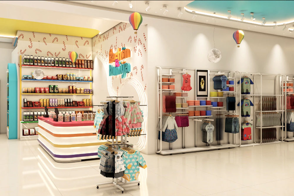 Child-sized mannequins styled in complete outfits to inspire multi-item purchases