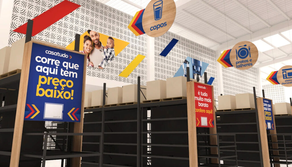 A retail store layout showing fixture placement that guides customer traffic flow.