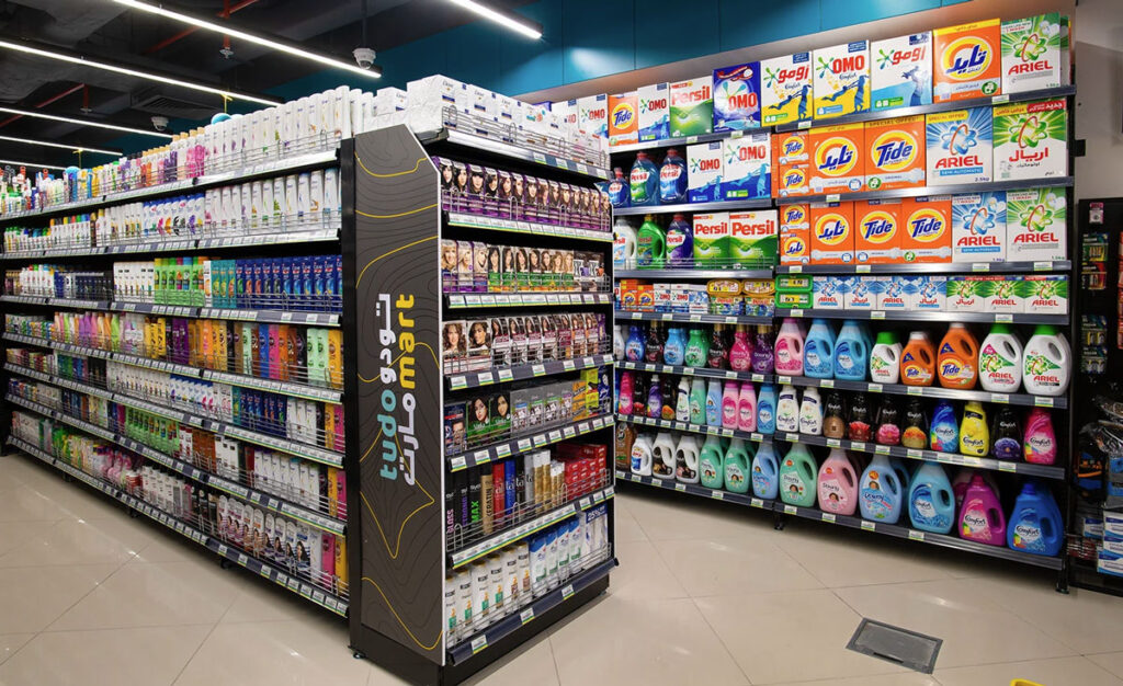 Consistent store design showing unified fixtures, signage, and visual identity across multiple retail locations.