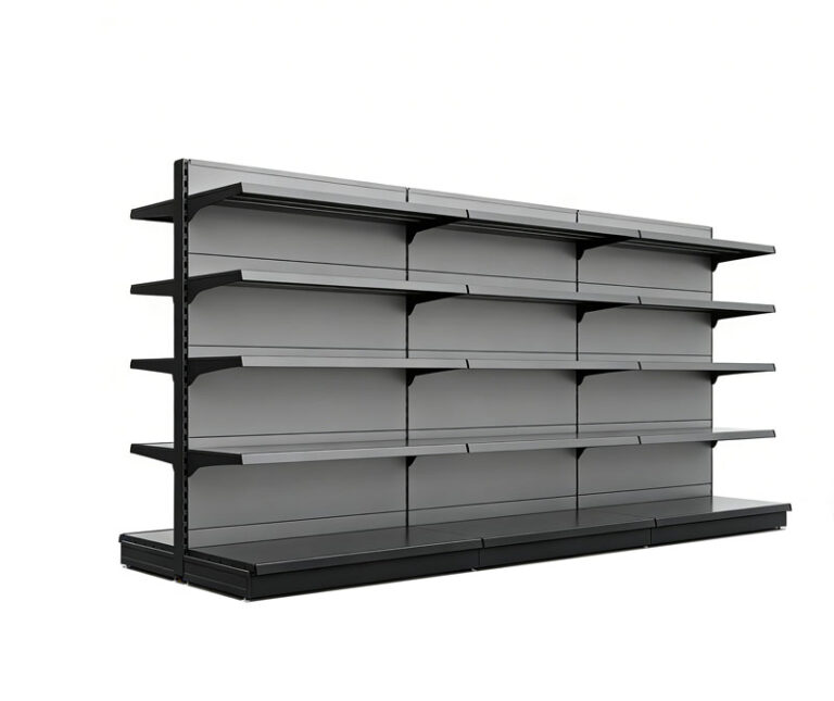 Supermarket shelves used for grocery store product display with adjustable metal shelving