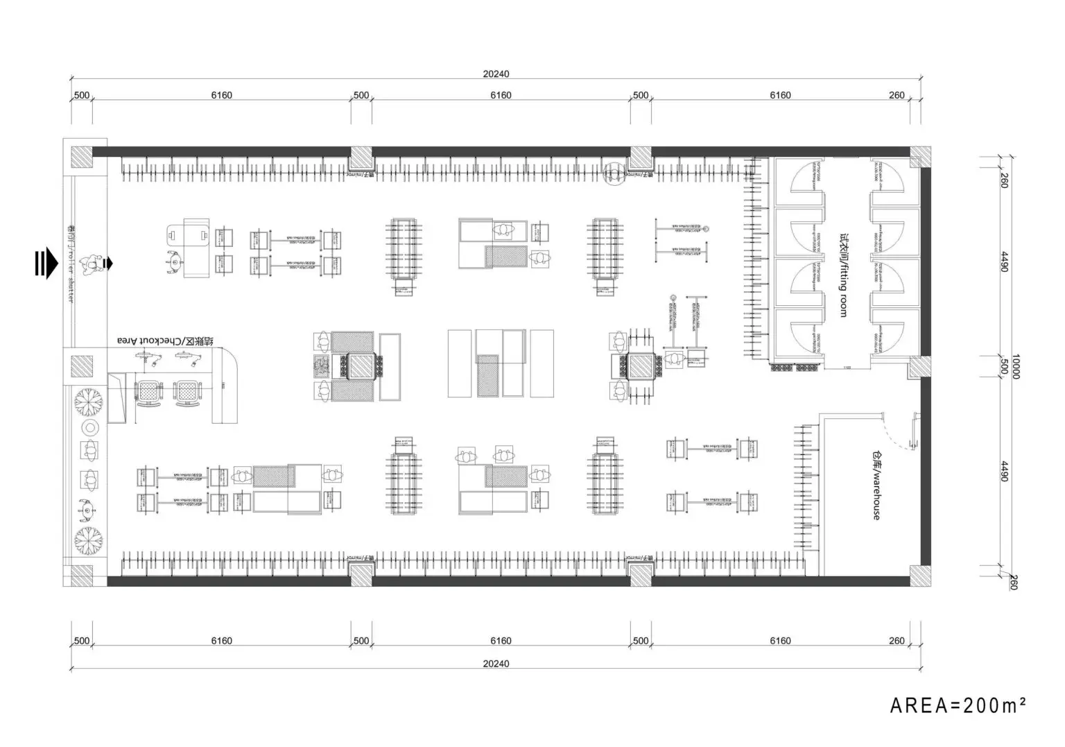 clothing_store_construction_floor_plan_cad_drawing