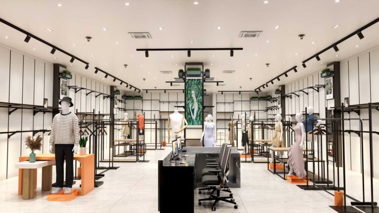 Clothing store checkout area design, support free whole shop 3D rendering design