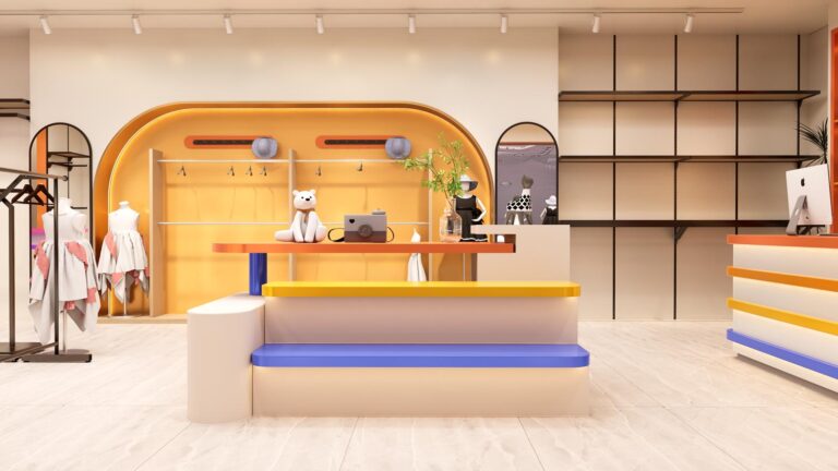 Middle display zone with practical wire grid display and retail shop furniture