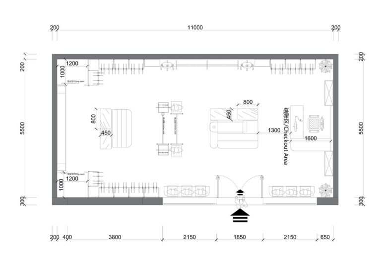 Children clothing store floor plan drawing matched with free 3D effect design service