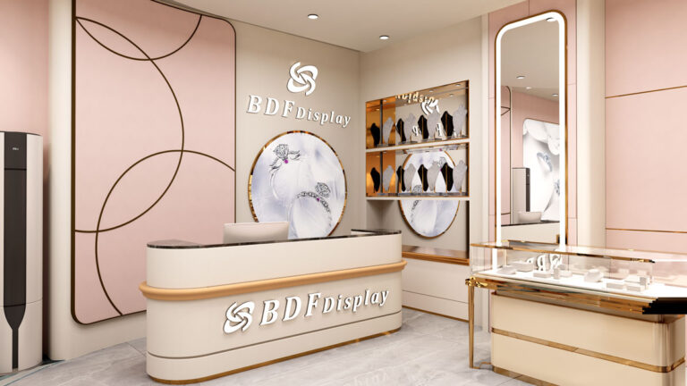 Fashion accessory display area for necklace, ring and bracelet retail