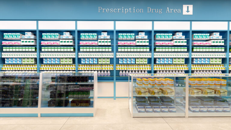 Retail pharmacy floor plan drawing with customized 3D layout solution
