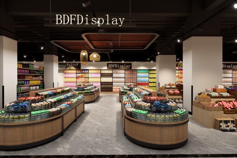 Central promotional display area for hot-selling grocery products