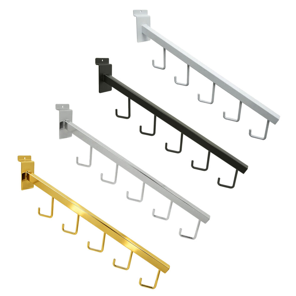 Wholesale 5-Hook Waterfall with Square Tubing for Slatwall | Retail Display Rack Arm