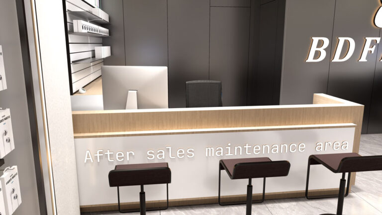 Cell phone store checkout counter and customer service area