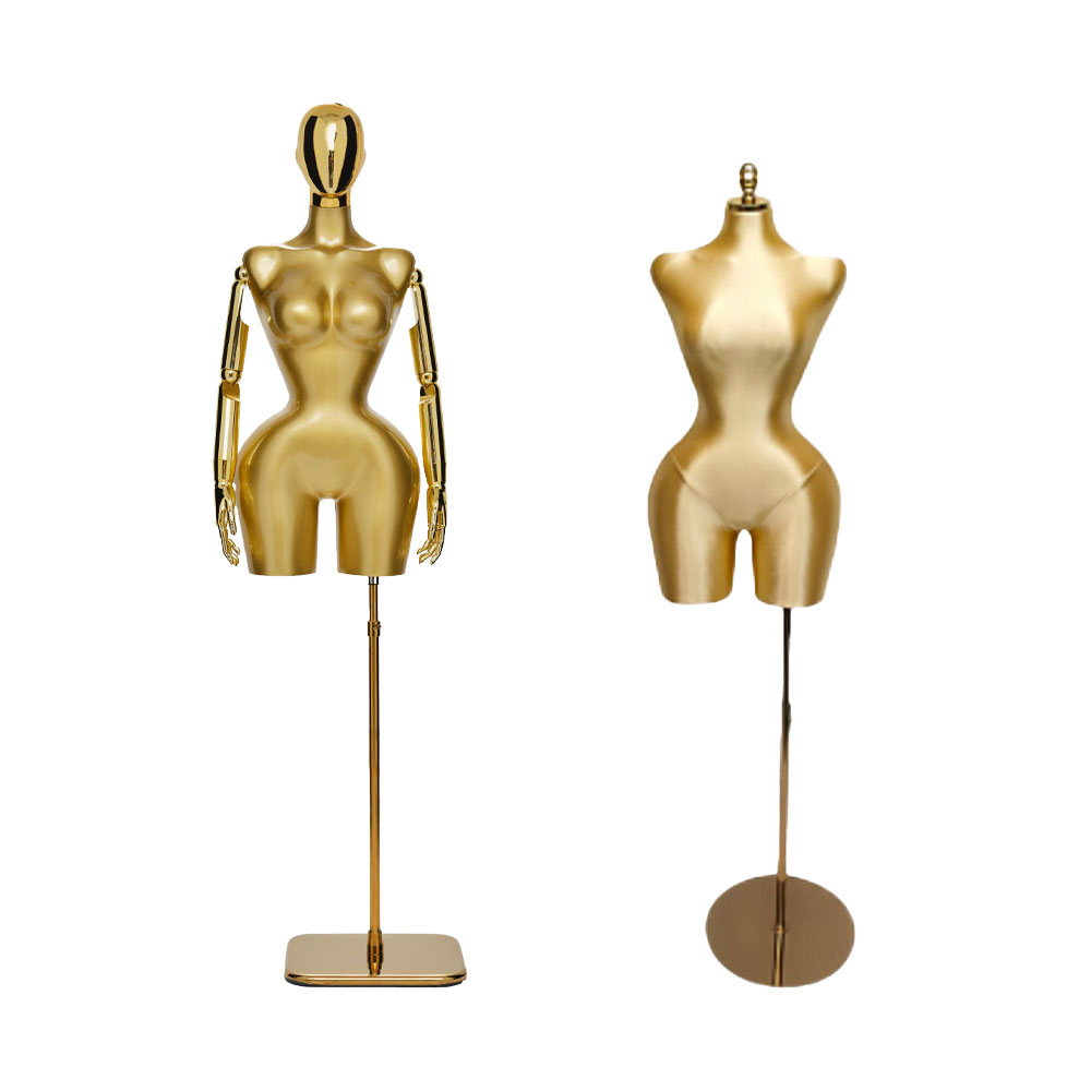 Wholesale female half body mannequins with stand and movable arms for US women's apparel retail