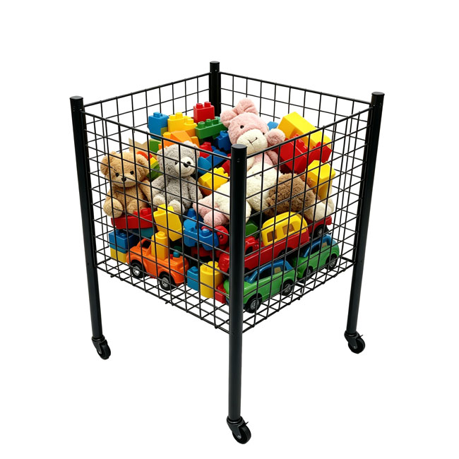 47-inch grid dump bins with locking casters for retail promotional merchandise display