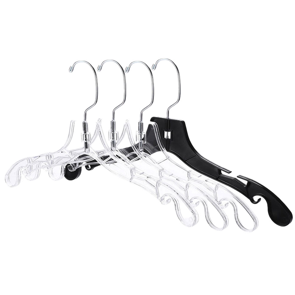 Heavy-duty plastic retail display hangers with non-slip ribbed grip tracks for fast-fashion clothing racks