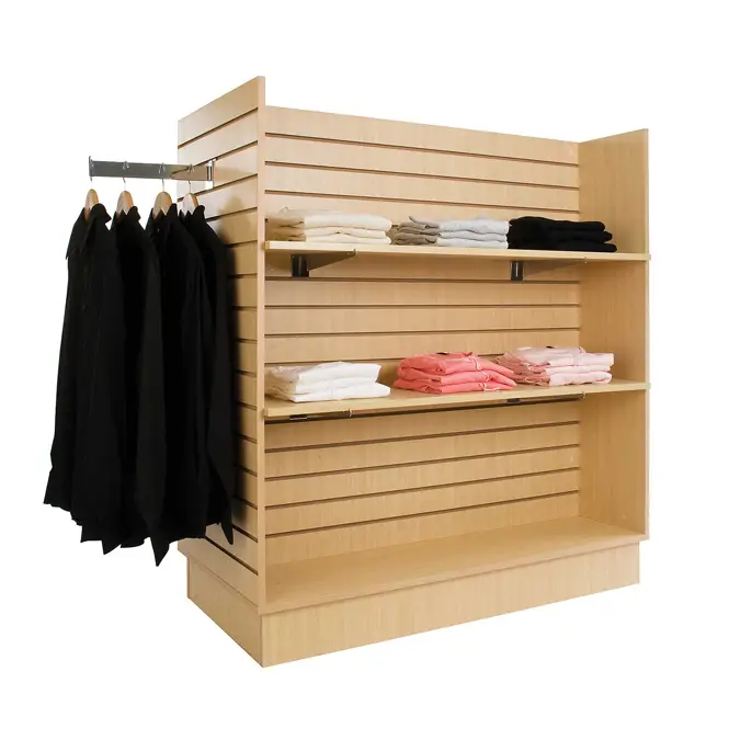 Custom wholesale slatwall display fixtures and accessories, flexible retail merchandising system for apparel, hats, garments and boutique product display