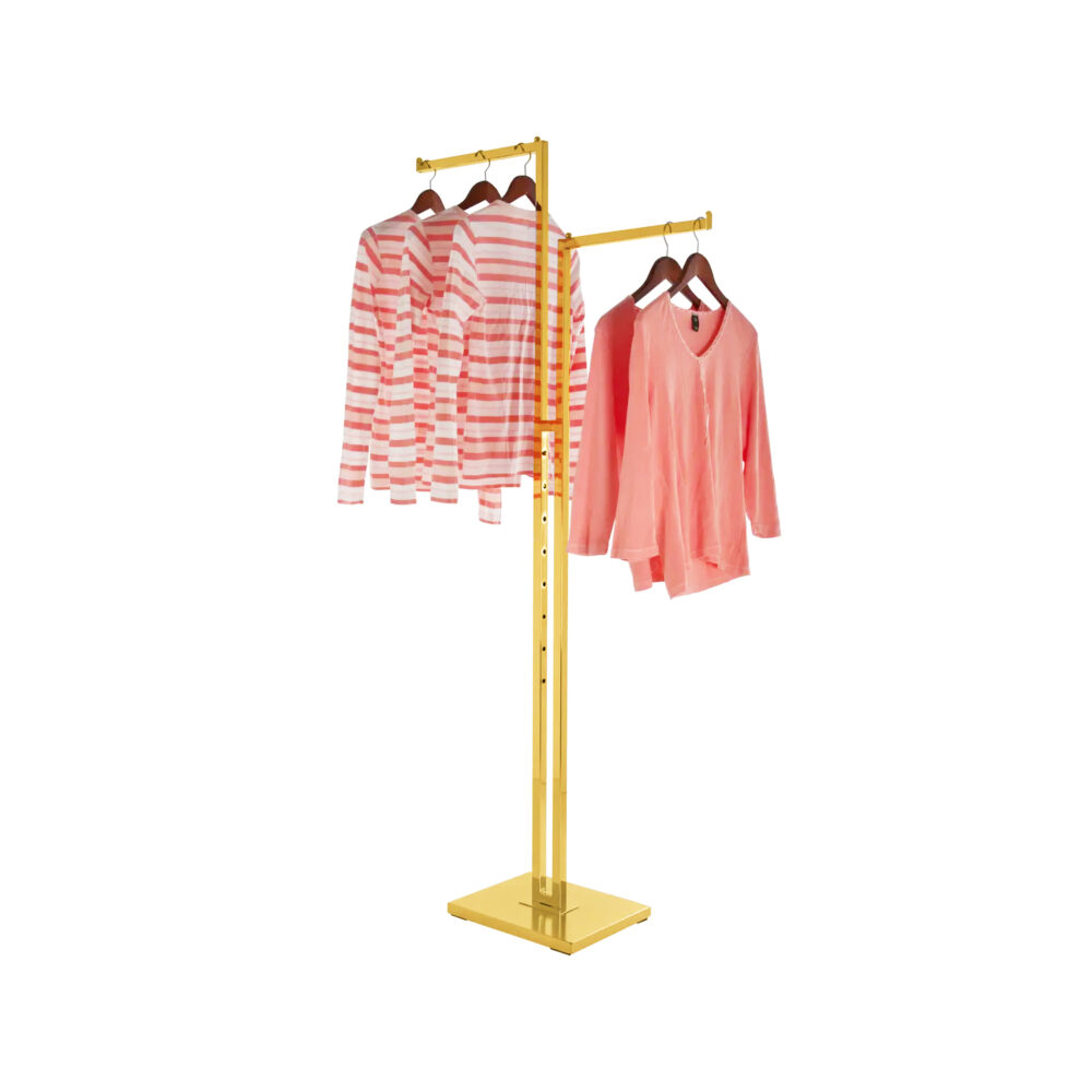 Wholesale gold electroplated 2-way clothing rack with two 16-inch