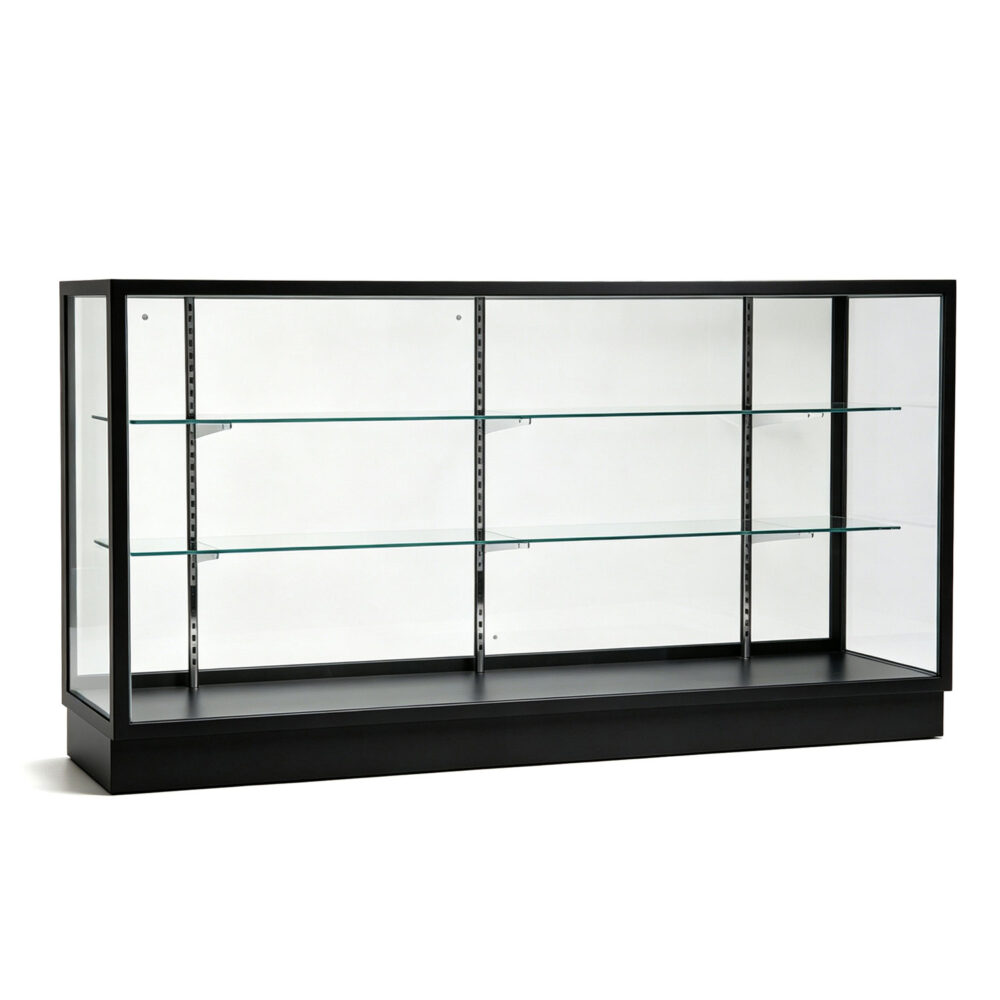 Black finish 70-inch extra-wide full vision glass display showcase counter - GS6 BDF Display