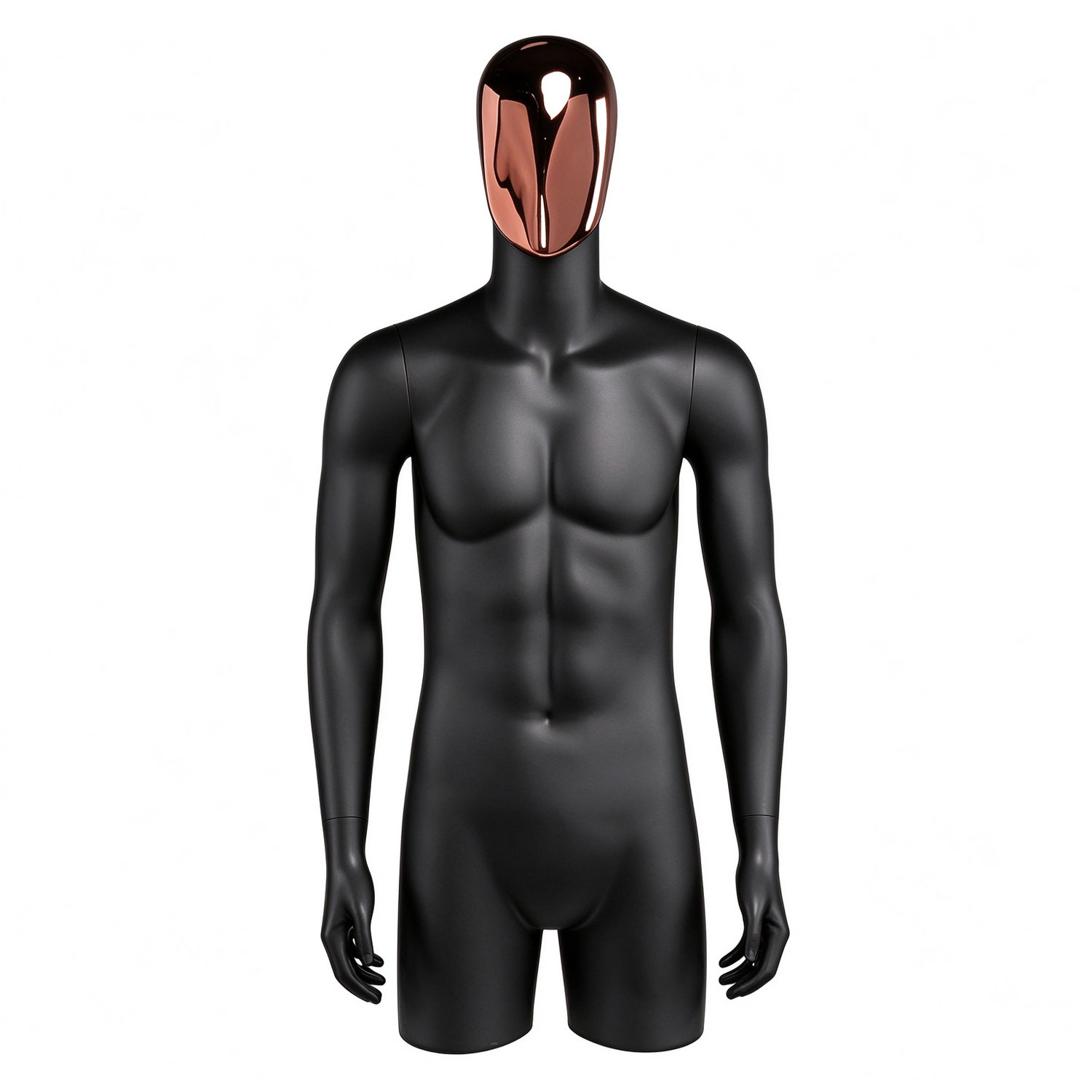 Modern matte black male mannequin torso with electroplated rose gold abstract face for retail wholesale - QMH-1