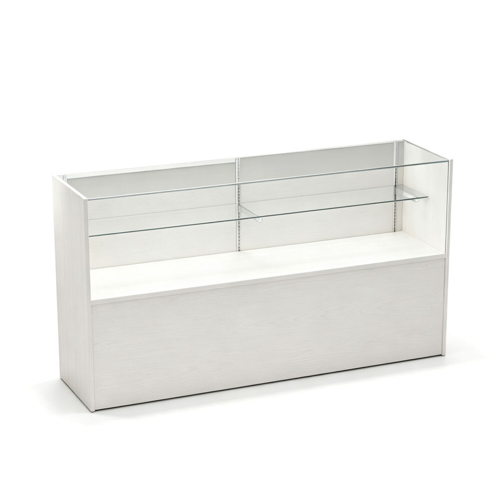White finish 72-inch half vision retail display showcase counter - FSH6 BDF Display