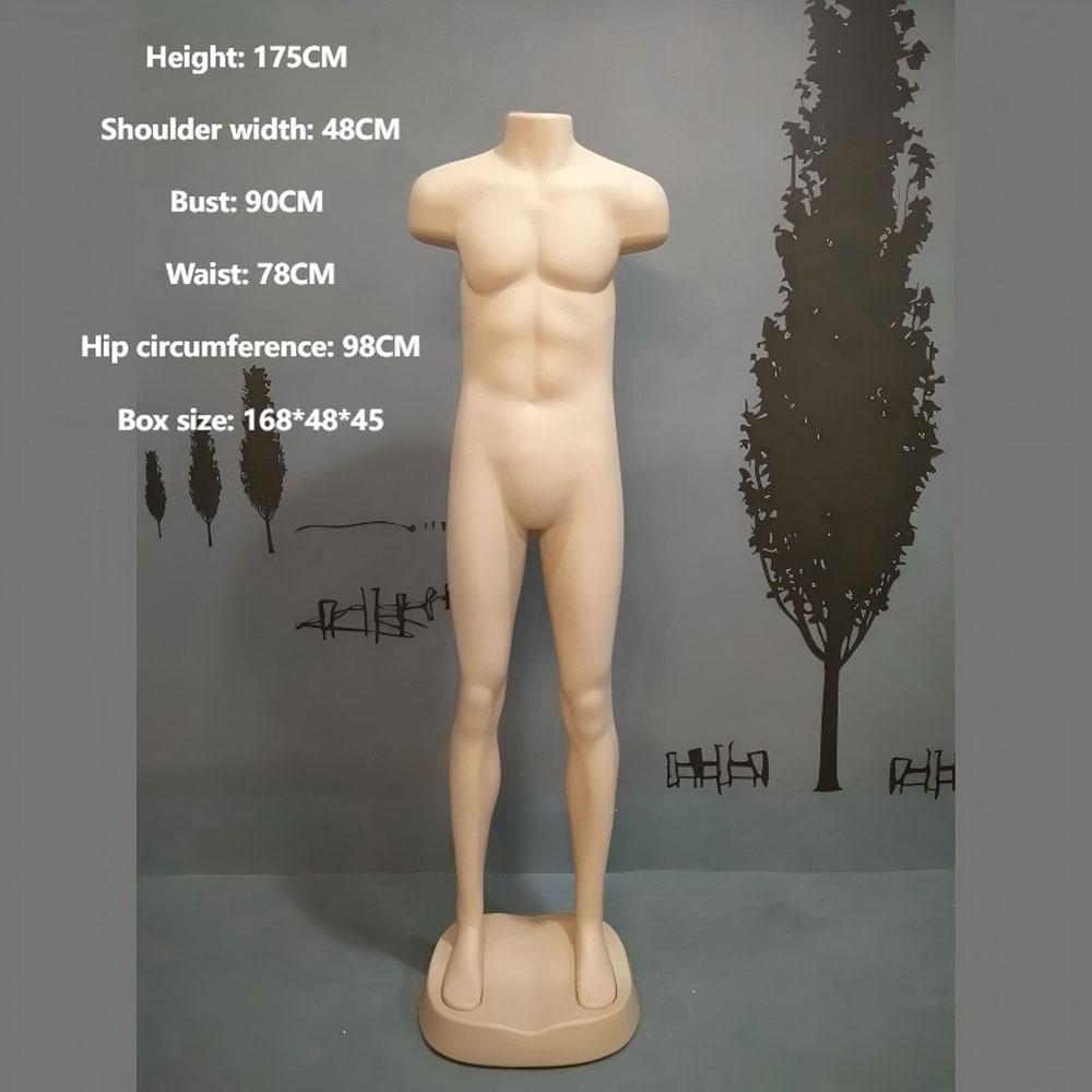 Full body plastic male blow molded mannequin size dimensions height 175cm shoulder 48cm SKU BP-1