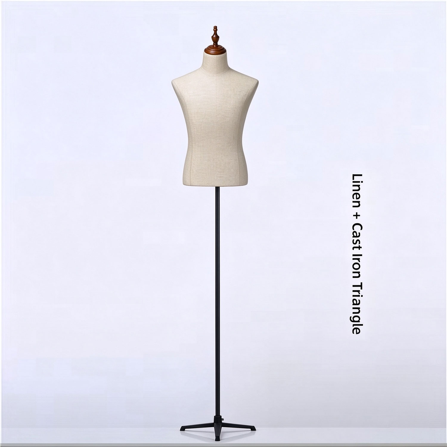Male Linen Mannequin Torso Black Triangle Base MB3