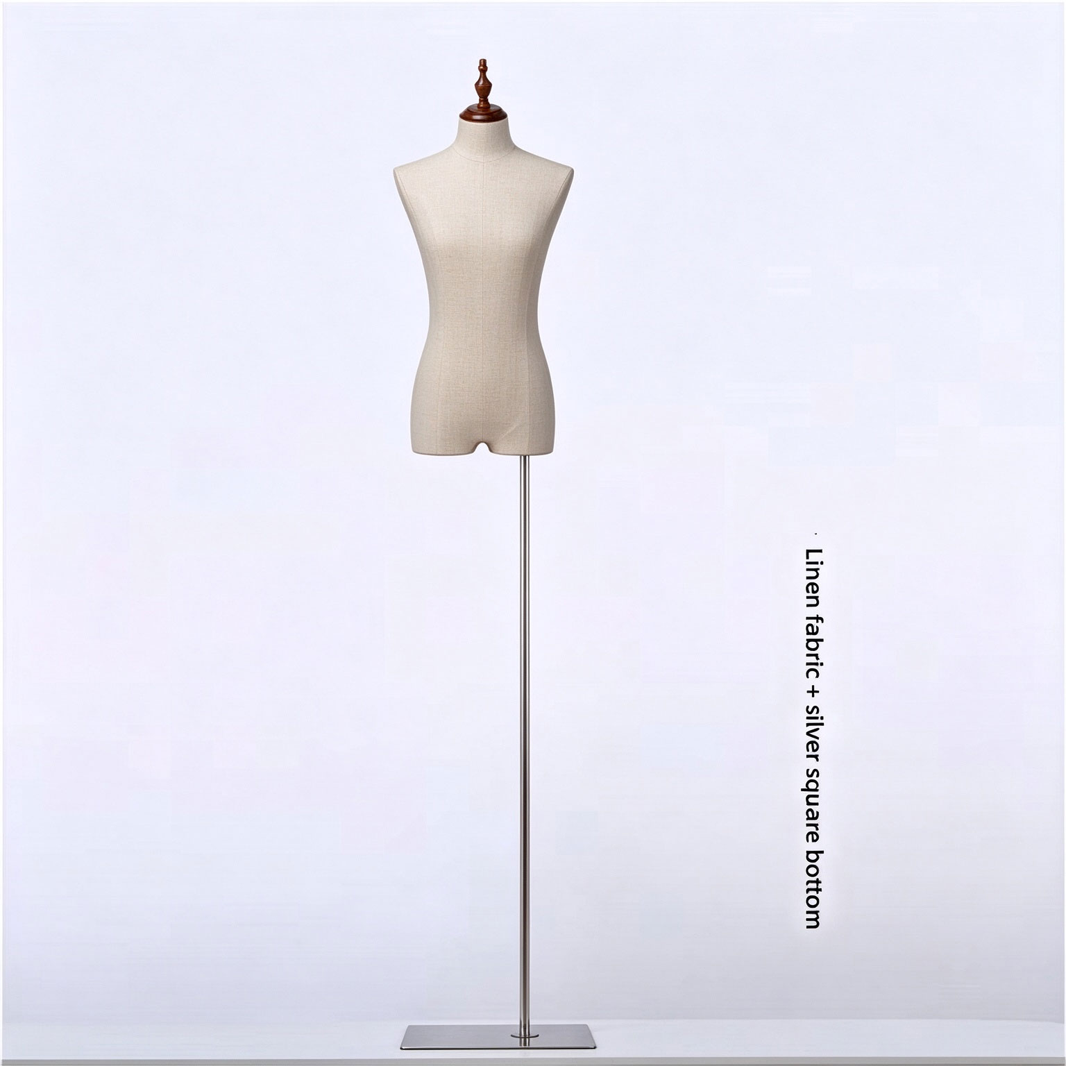 Male linen trousers mannequin torso with chrome silver triangle metal base SKU MB1