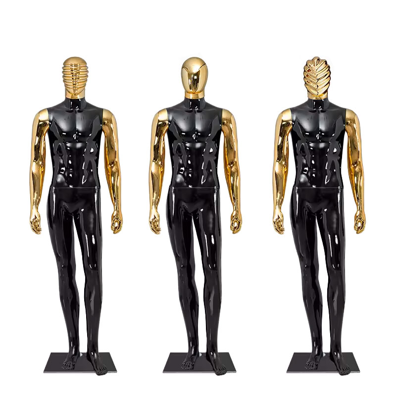 Two tone male mannequin black body gold chrome arms M03 stance trio BG